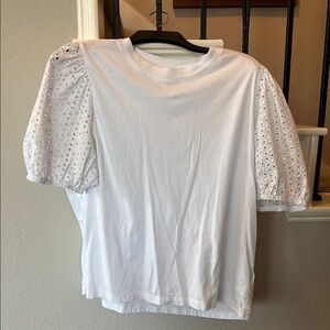 White Eyelet Sleeve Women's Top